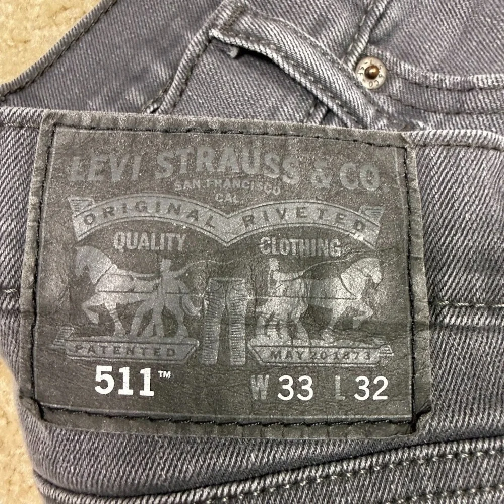 Levi's 511 Jeans Mens 33x32 Gray Slim Fit Stretch Denim Pants